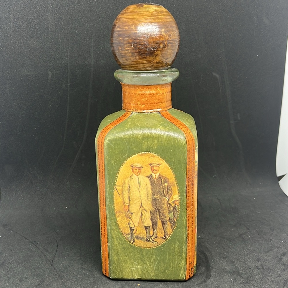 Fausto Conturi Italian Leather Liquor Bottle Decanter Florence Italy FOR GOLFER - Picture 4 of 7
